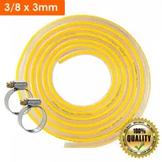 Mangueira de Gás Cozinha Fogão Botijão GLP Trançada 3/8 x 3 mm + 2 Abraçadeiras 1/2/3/4/5 Metros