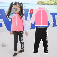 ROROCHAT Térmico Crianças Top Zip-Up Rosa Maiô Preto Leggings De Mergulho Conjunto 2P
