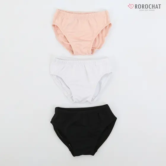ROROCHAT Calcinha Para Bebês Meninas , Roupa Íntima Infantil , nylon Macio , material De Extensão Respirável , Interna , 3 Cores , Cor Preta Da Pele Branca