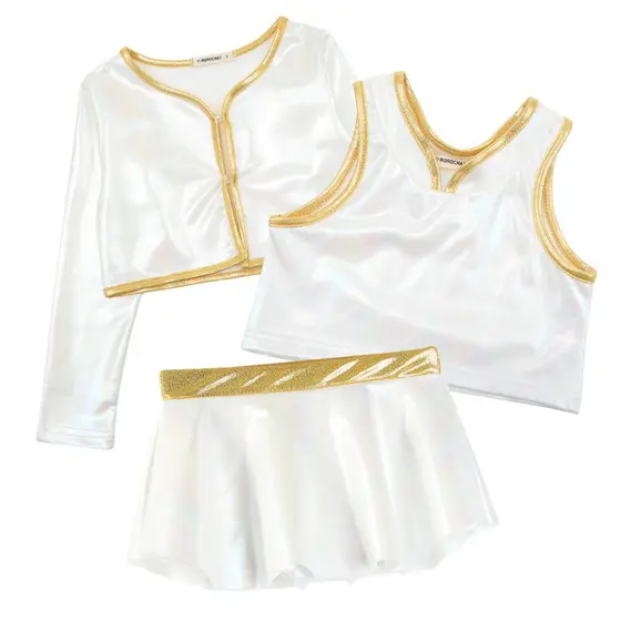 ROROCHAT Aurora Hunter Crianças Swimwear 3 Pcs Rash Guard Set Meninas Proteção UV Maiô Com Cardigan Saia Shorts Holográfico Beachwear