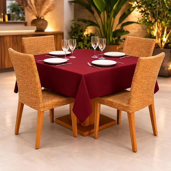 Toalha de Mesa Oxford 1,50x1,40 Quadrada p/ 4 Lugares - Decoração Cozinha, Mesa Posta, Sala Jantar