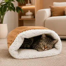 Cama Toca Pet Antiestresse p/ Cachorro Gato Pequeno Sherpa Velboa 50x40cm Quente Macia Lavável
