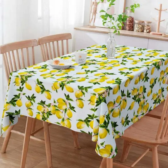 Toalha Mesa Oxford 2,50x1,40 p/ 8 Lugares - Decoração Estampado Limão Siciliano, Cozinha, Mesa Posta