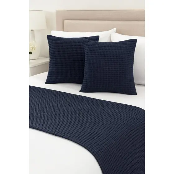 Kit Piquet 3 Peças King Peseira 2,55x45 + 2 Capa de Almofada 40x40cm - Decoração p/ Quarto Moderno