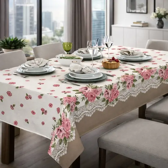 Toalha Mesa Estampada em Oxford 2,20x1,40 p/6 Lugares Decoração Cozinha, Mesa Posta Tecido Premium