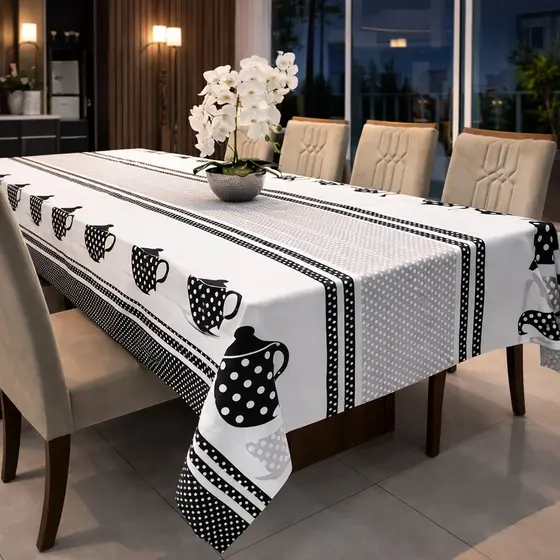 Toalha Mesa Estampada em Oxford 1,50x1,40 p/4 Lugares Decoração Cozinha, Mesa Posta Tecido Premium