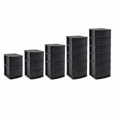 Gaveteiro Modular Empilhável 2/3/4/5/6 Gavetas Organizador Plastico Multiuso Vertical Compacto Preto