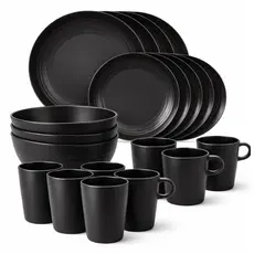 Jogo Aparelho de Jantar 20 Peças de Plástico Completo Pratos Jantar Sobremesa Bowls Copos Canecas