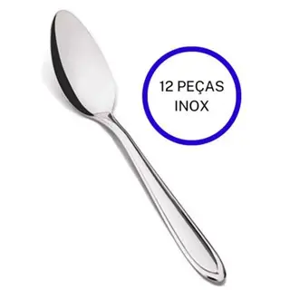 Kit 12 Colher De Sobremesa Cafe Chá Inox 13cm