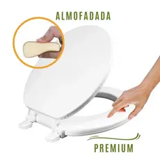 Assento Sanitário Almofadado C/ Tampa de Vaso Universal Branco Premium