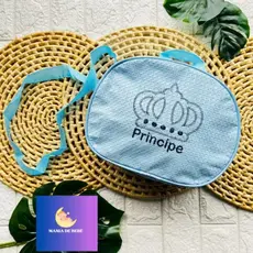 Bolsa de Bebe Maternidade Bolsinha de Mão Pequena com duas alças, azul bebê menino, Envio Imediato