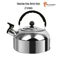 Chaleira De Aço Inox Inox Com Apito Capacidade 2 Litros Para Fogão A Gás e De Indução