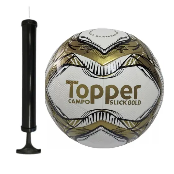 Kit Bola De Futebol Campo Topper Slick Original + Bomba de Encher