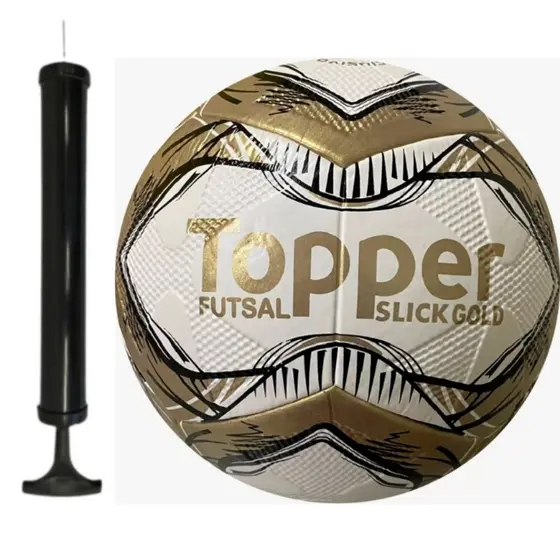 Bola Futsal Topper + Bomba de Ar | Kit Bola Oficial Topper Futebol De Salão Slick Cup Com Bomba De Encher