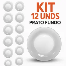 Kit 12 Prato Fundo de Vidro Reforçado Decorado – Elegante e Moderno - Jogo De Prato Fundo Decorado