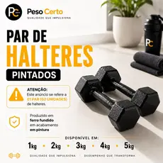 Par Halter Sextavado Pintado-Musculação Academia Funcional Peso Para Braço Treino em Casa Crossfit