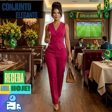 Conjunto Alfaiataria Calça E Colete Feminino Pink Social - Conjunto perfeito, poder feminino.