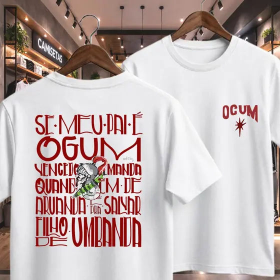 Camiseta Ogum Umbanda FraseV 100% Algodão Fio 30.1 Premium Confortável Masculina Feminina