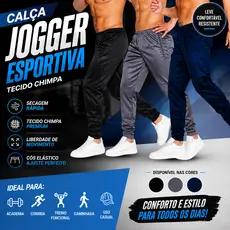 Calças Jogger Dry Fit Esportiva Academia Treino Tecido Chimpa Estilo e Conforto Boa para o Dia a Dia