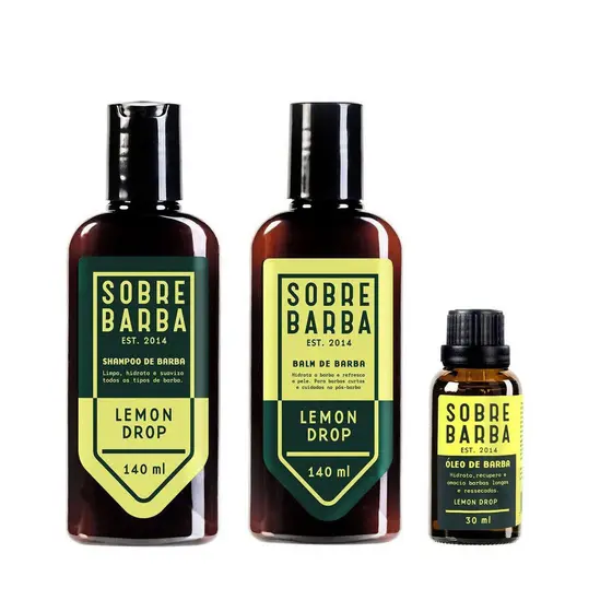 Kit Sobrebarba - Shampoo, Balm e Óleo de Barba - Lemon Drop