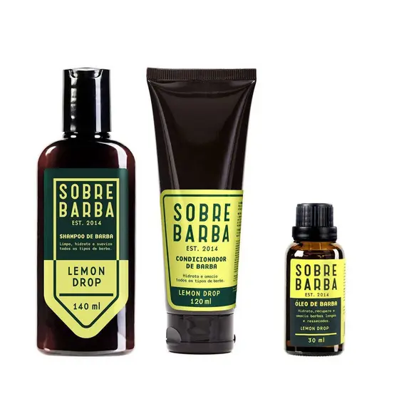 Kit Sobrebarba - Shampoo Condicionador e Óleo de Barba - Lemon Drop