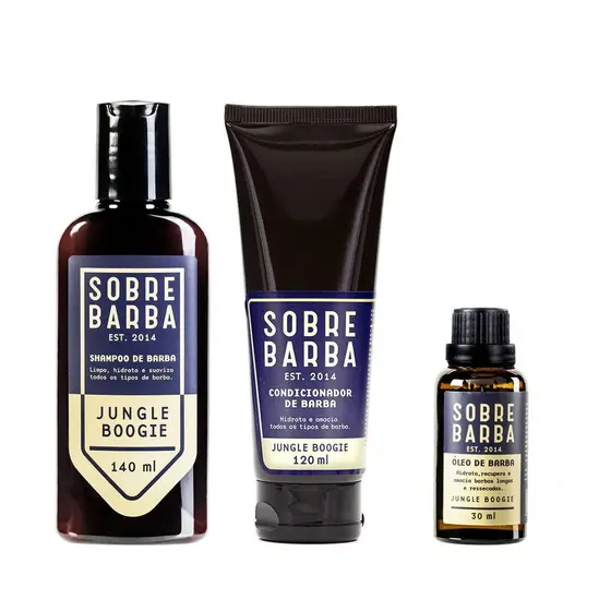 Kit Sobrebarba - Shampoo, Condicionador e Óleo de Barba - Jungle Boogie