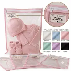 Kit 5 Saquinhos Maternidade Multiuso Organizador Necessaire Com Zíper