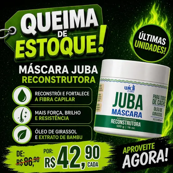 Widi Care Juba Máscara Reconstrutora 500g – Força e Reparação Profunda - OFERTA ESPECIAL