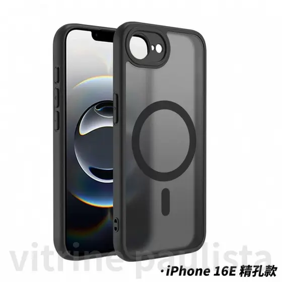 Capa iPhone 16E Magnético Luxo Fosco Translúcido Armadura À Prova De Choque Para