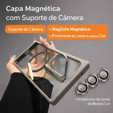 Capa Galaxy S23 S24 S25 FE S26 Plus Ultra Magnética Translúcida MagSafe Antichoque com Lente Metal