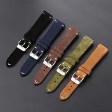 14/16/18/20/22mm Camurça Pulseira De Relógio De Couro Genuíno Artesanal Ponto Macio Universal Feminino Masculino Acessór