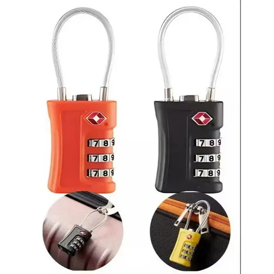 TSA Lock Portátil Com Código De Senha Cabo De Aço Para Mala De Viagem Armário De Bagagem Academia