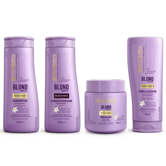 Kit Blond Shampoo, Condicionador, Máscara 250mL e Finalizador 200g Bioreflex Bio Extratus