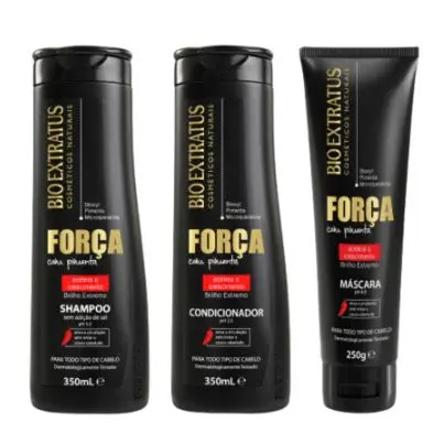Kit força com Pimenta Bio Extratus 3 produtos Shampoo 350ml , Condicionador 350ml, Máscara 250gr - Combo de Crescimento para seus cabelos
