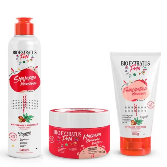 Kit Shampoo, Máscara e Finalizador Hidratante Bio Extratus Fun