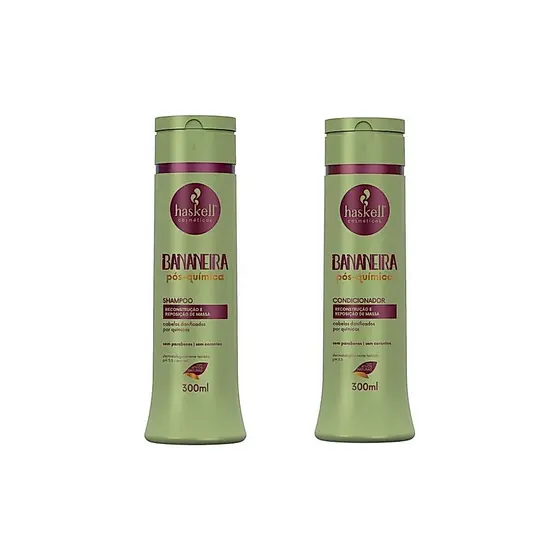 Kit Duo Haskell Bananeira Pós Química Shampoo e Condicionador 300ml