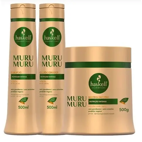 Kit Haskell Murumuru Shampoo 500ml + Condicionador 500ml e Máscara Manteiga Nutritiva 500gr