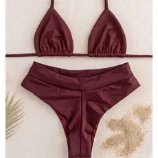 Biquíni Feminino Cortininha com Calcinha Cós Alto Empina Bumbum Moda Praia Premium
