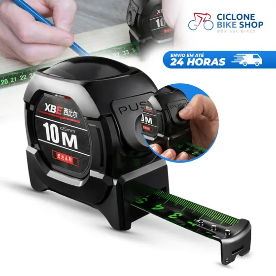 Fita Métrica Aço Inoxidável Carbono De Alta Precisão 10M Trena Profissional Fluorescente Trava