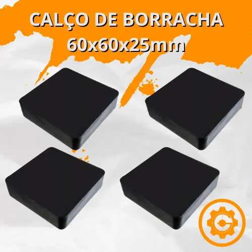 Placa Borracha Calço De Borracha Anti Vibração Modelo 60 x 60 x 25mm