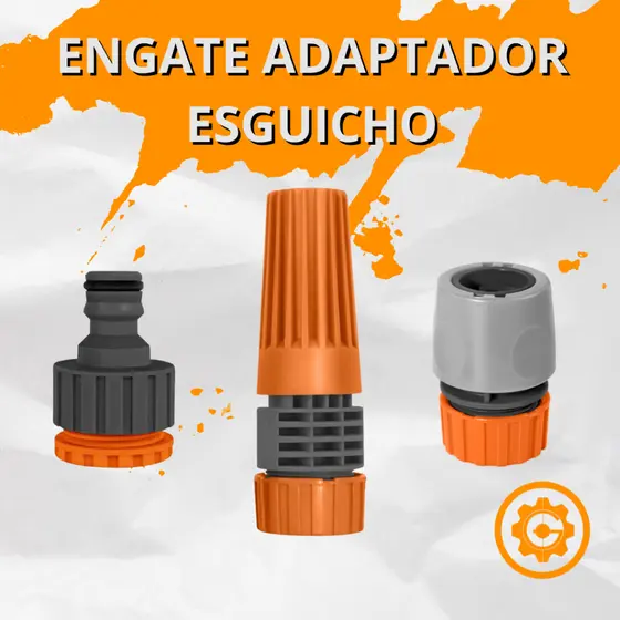 Engate Para Mangueira Jardim + Esguicho Tramontina Kit 3 Und