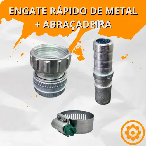 Engate Rápido de Metal 1/2 para Mangueira de Jardim com Abraçadeira