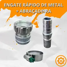 Engate Rápido de Metal 1/2 para Mangueira de Jardim com Abraçadeira