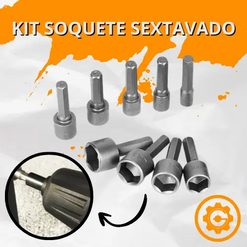 Kit Jogo de Soquetes Pontas Bits Canhão 5 a 13mm 9 Peças – Ponteira Sextavada 1/4 p/ Parafusadeira