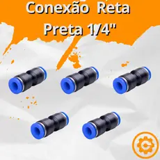 Conexão União Reta Preta 1/4 Pol - Tubo P/ Purificador E Bebedouro De Água