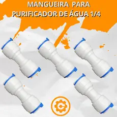 Emenda União Engate Rápido 1/4 X 1/4 Conector Reto Tubo Mangueira Filtro Purificador De Água