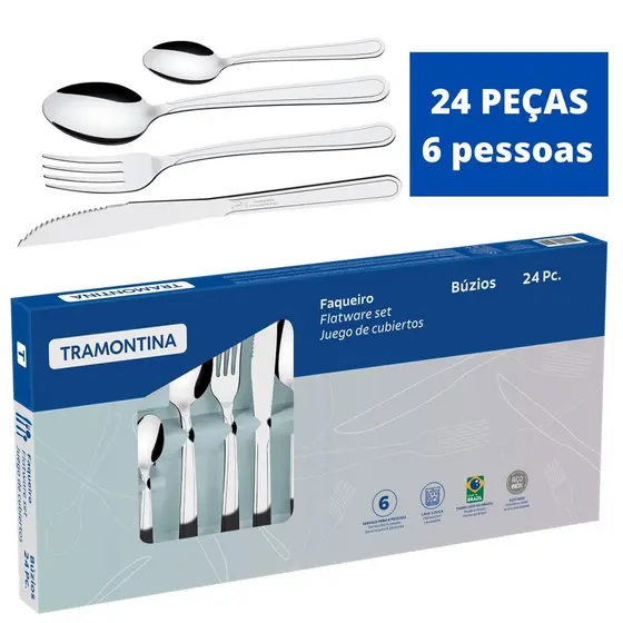 Faqueiro 24 Peças Luxo Jogo Talheres Em Aço Inox Tramontina