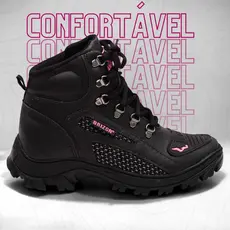 Bota Feminina Confortável Cano Alto para Trilhas e Passeios - Bico Protetor, Sola Antiderrapante