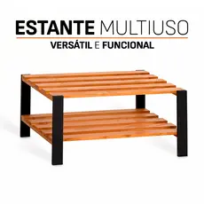 Estante Sapateira Multiuso de Madeira com 2 Prateleiras – Ideal para Organização e Decoração