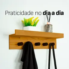 Prateleira Cabideiro 5 Pinos em Madeira Maciça – Funcionalidade, Organização e Estilo para Seu Lar
